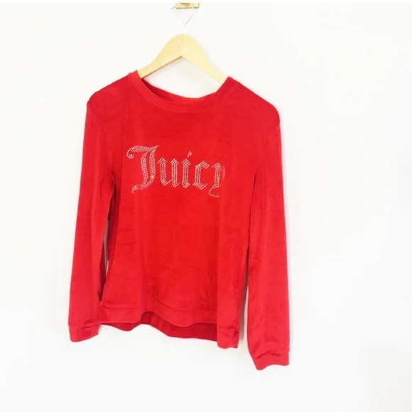 JUICY COUTURE New Red Velvet Lounging Set With Bling Logo NWOT Size Medium - Picture 3 of 6